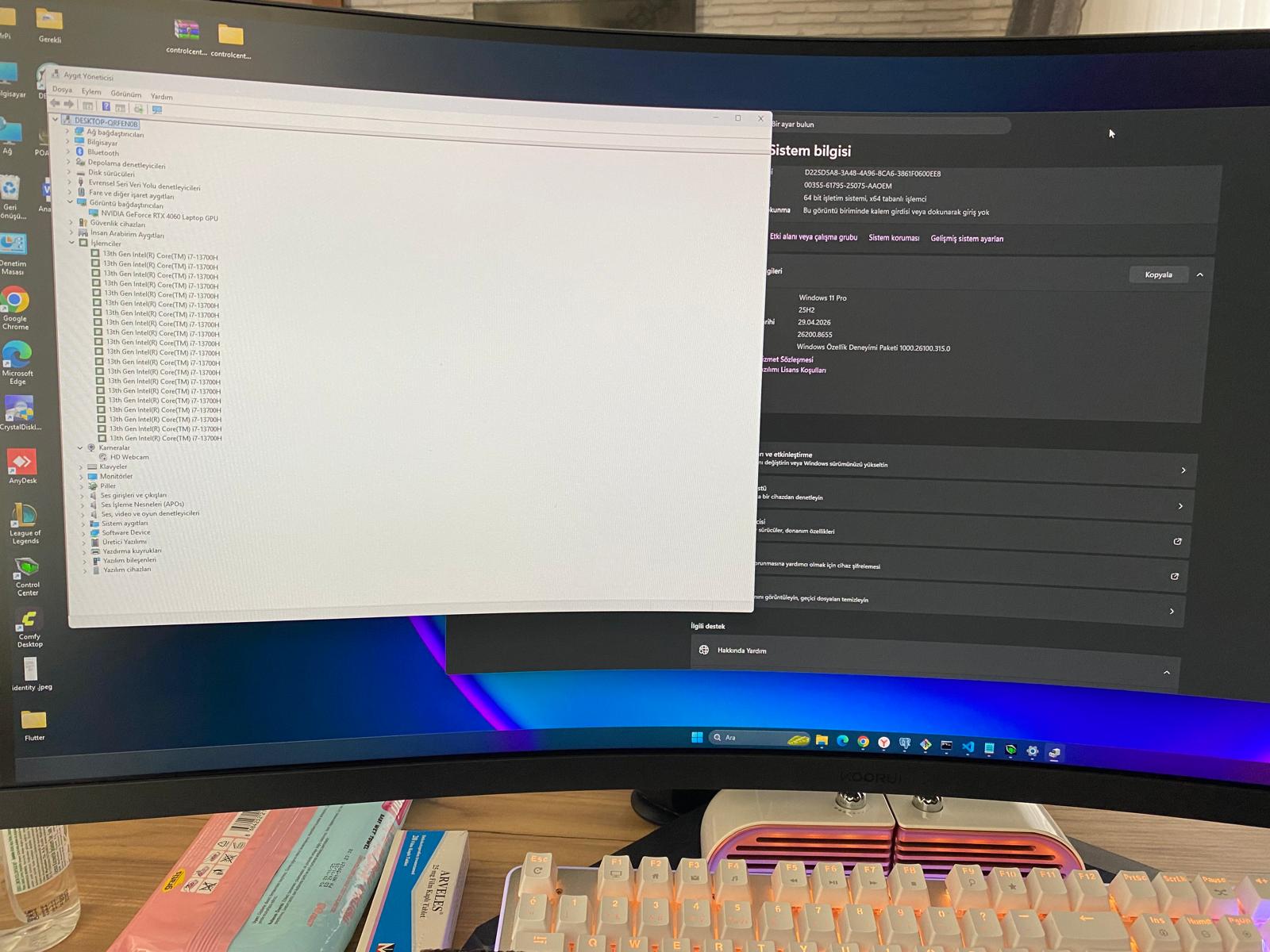 ikinci El RTX4060 8GB 140WATT Monster T7 İ7 13700H 144Hz 17.3 inç